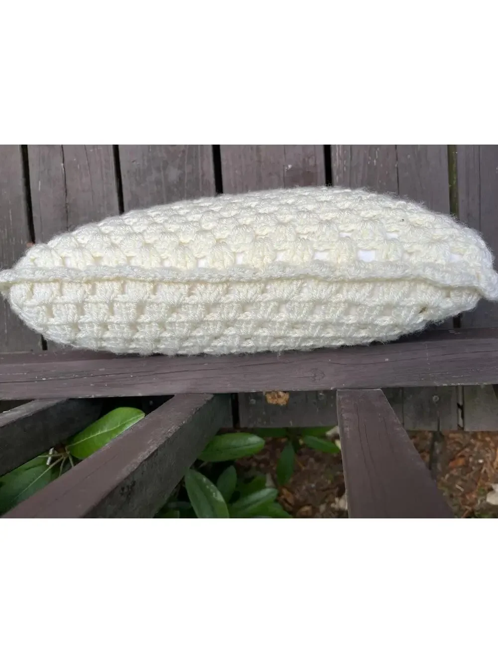 15 X 12 Rectangle Cream Crocheted Pillow With Vinyl Picture Window